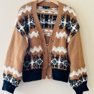 Ann Taylor Brown and Black Patterned Cardigan